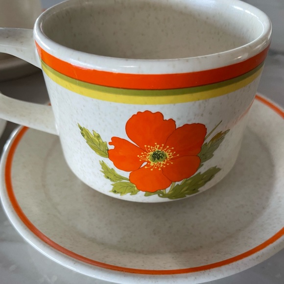 Lenox Fire Flower Temper-Ware, Cup and Saucer, Vintage 70’s-Set Of 6 - Picture 3 of 3